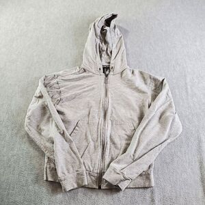 adidas Hoodie Womens XS Gray Solid Pockets Raglan Fleece Full Zip Logo Jacket